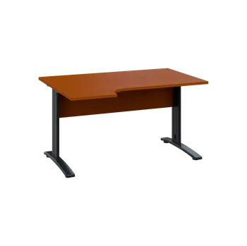 Psací stůl ORK 28 - 144 stůl kancelářský, rohový, levý, kovová podnož černá, deska 25 mm, široký 1400 mm, třešeň šumavská
