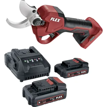 FLEX GPS 35 18-EC + P-Set 22 Q, Akumulátorové zahradní nůžky 18 V (Verze: 2x baterie 2,5 Ah a nabíječka)