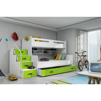 Dětská postel FN Patrová postel Maty NEW ÚP bílá/zelená