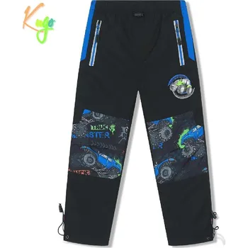 Dětské zateplené šusťákové kalhoty Kugo BU615 černé / modrý zip (Dětské zimní kalhoty zateplené flísem)