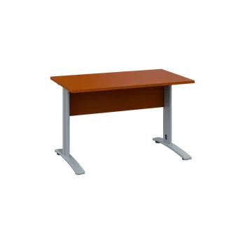 Psací stůl OPK 27 - 12 stůl kancelářský, kovová podnož stříbrná, deska 25 mm, široký 1200 mm, třešeň šumavská