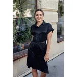 Lesklé košilové šaty Vero černé Velikost: XL