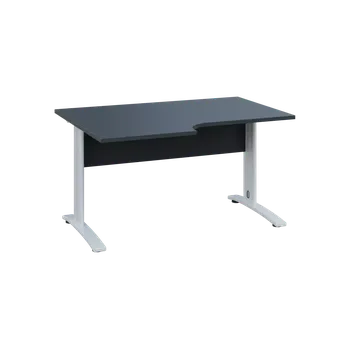 Psací stůl ORK 28 - 146 stůl kancelářský, rohový, levý, kovová podnož bílá, deska 25 mm, široký 1400 mm, antracit
