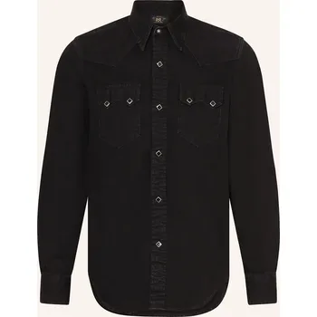 Pánská košile Rrl Pánská Džínová Košile Slim Fit, černá, 38