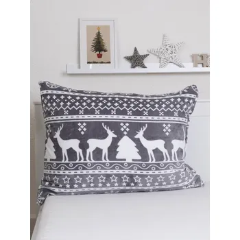 Povlak na dekorativní polštářek MKLuzkoviny.cz Povlak na polštář mikroplyš 70 x 90 cm Jeleni šedé