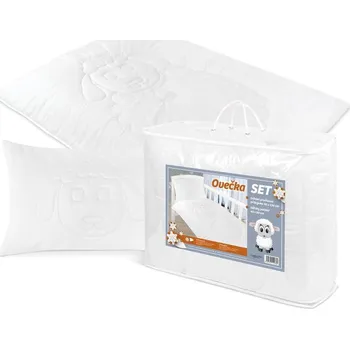přikrývka Bellatex Set ovečka prošívaný polštář a peřina 90 x 135 cm, 40 x 60 bílý