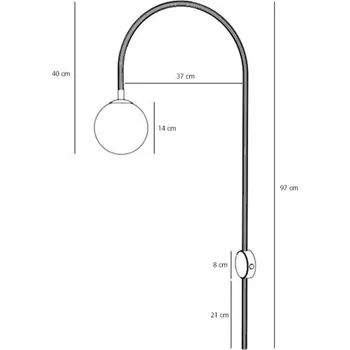 Lampička ALDEX Nástěnné světlo Una, kov, sklo, korálově červená - Ø skleněná koule 14 cm korálově červená, bílá 1 x 10 W LED - Doprava zdarma