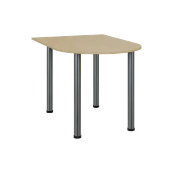 Stolová podnož TJ 8 - 12 přístavba jednací, kovová podnož chrom, síla desky 18 mm, široká 1200 mm, javor horský