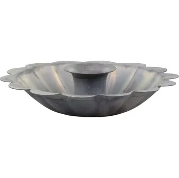 Svícen Zinkový antik kovový svícen na úzkou svíčku s květem Nostalgic - Ø 12*4 cm