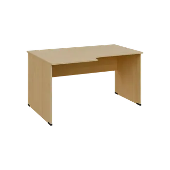Psací stůl TR 8 - 146 stůl kancelářský, rohový, levý, dřevěná podnož, deska 18 mm, široký 1400 mm, javor horský