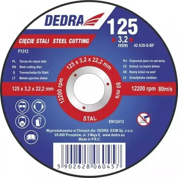 Řezný kotouč 125x3,2 x22,2 kotouč na řezání železa DEDRA F1312