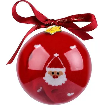 Dámské ponožky Dámské / dívčí vánoční bavlněné ponožky v dárkové kouli s přívěskem - 1 červená Santa
