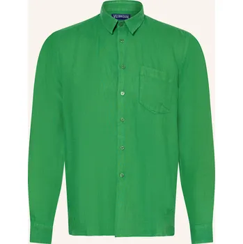 Pánská košile Vilebrequin Pánská Lněné Košile Regular Fit, zelená, 44