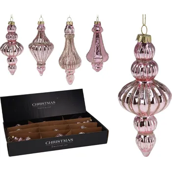 Vánoční ozdoba Vánoční ozdoba skleněná antik 16 cm (4 varianty - růžová) cena je za 1 ks
