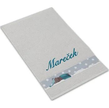 Ručník Dětský ručník se jménem NA PŘÁNÍ 30x50 Sladké sny medvídka světle šedý