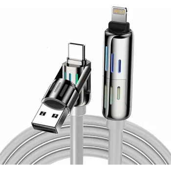 Počítač Blitzwolf BW-HDC6 4-in-1 USB-C/USB-A to USB-C/Lightning cable 1.2m 240W RGB (gray)
