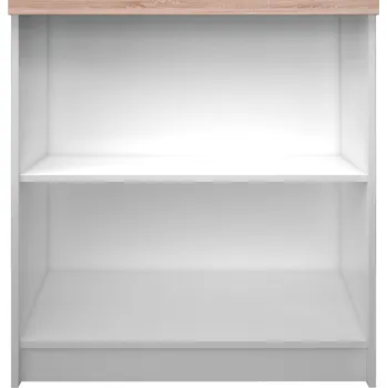 police SANGIR regál nízký, bílá/dub sonoma + PROVĚŘENO zákazníky + vyzvednutí ZDARMA