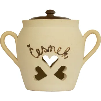 Hrnec hrnec na česnek 0,5L světlý - kameninový česnekáč (ruční výroba)