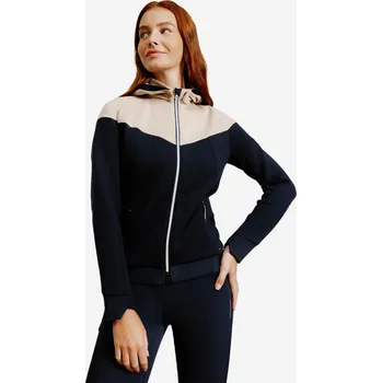 Dámská mikina FOUGANZA Dámská jezdecká mikina 900 na zip M BÉŽOVÁ|MODRÁ