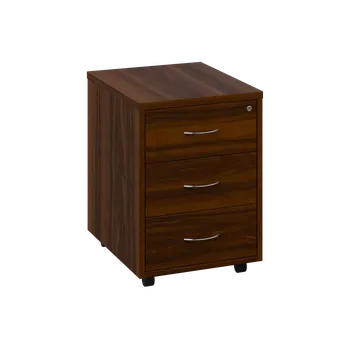 Zásuvkový kontejner OK - V0 kontejner pojízdný, 3-zásuvkový, deska 25 mm, centrální zámek, ořech královský