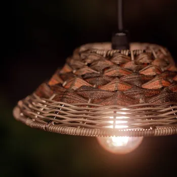 PR Home závěsná lampa Lisen, ratanový vzhled, hnědá, Ø 27 cm hnědá, černá 1 x 40 W - Doprava zdarma