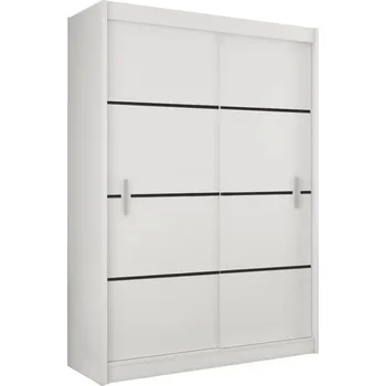 Šatní skříň Skříň RINAME 150 s posuvnými dveřmi, bílá/černá +možnost VÝNOSU + vyzvednutí ZDARMA