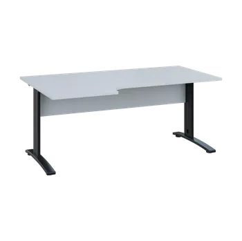 Psací stůl ORK 28 - 186 stůl kancelářský, rohový, levý, kovová podnož černá, deska 25 mm, široký 1800 mm, bílá