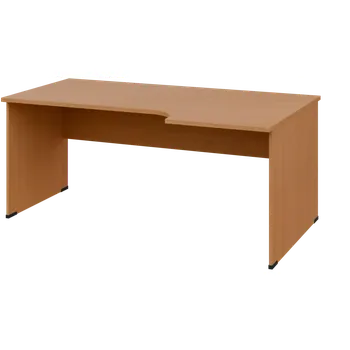 Psací stůl ORL 28 - 186 stůl kancelářský, rohový, pravý, dřevěná podnož, deska 25 mm, široký 1800 mm, buk royal