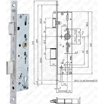 Příslušenství k oknu G-U GU-BKS 1824 PZ 92/25/9/24/270 NEREZ PRAVÝ, FUNKCE D - Zámek zadlabací panikový, rozteč 92