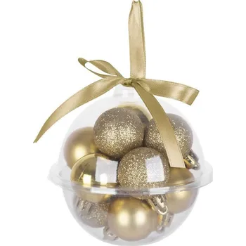 Vánoční dekorace Gule MagicHome Vánoce, 12 ks, 3 cm, zlaté, na vánoční stromeček