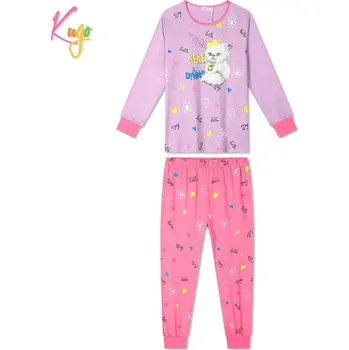 Dívčí pyžamo Dívčí pyžamo Kugo MP5863 fialová / růžová (dívčí pyžamo s kočičkou)
