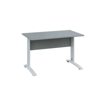 Psací stůl OPK 27 - 12 stůl kancelářský, kovová podnož bílá, deska 25 mm, široký 1200 mm, šedá