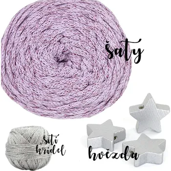 Vánoční dekorace MoVe balíček Sada na výrobu andělů - s křídly z plsti - s lurexem - LIMITOVANÁ edice Andělka s křídly z plsti - lurex: 11 Fialková s metalickou růžovo-fialovou + stříbrná hvězda + stříbrná rolnička