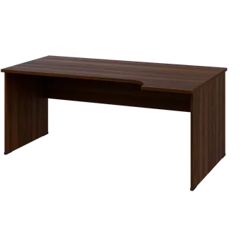 Psací stůl ORL 28 - 184 stůl kancelářský, rohový, pravý, dřevěná podnož, deska 25 mm, široký 1800 mm, ořech královský