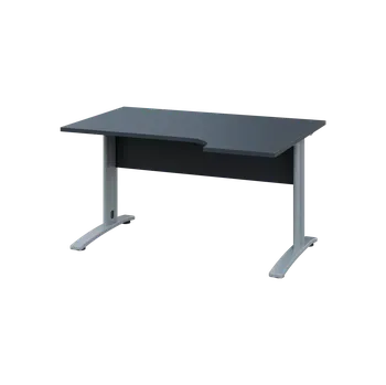 Psací stůl ORK 28 - 144 stůl kancelářský, rohový, pravý, kovová podnož stříbrná, deska 25 mm, široký 1400 mm, antracit