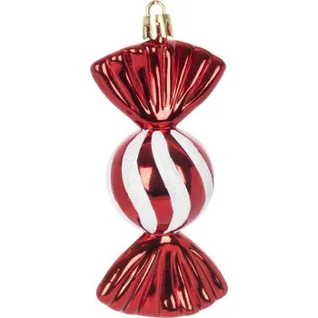 Vánoční dekorace Ozdoba MagicHome Vianoce, sada, 4 ks, 11,5 cm, cukríky, červené, na vianočný stromček