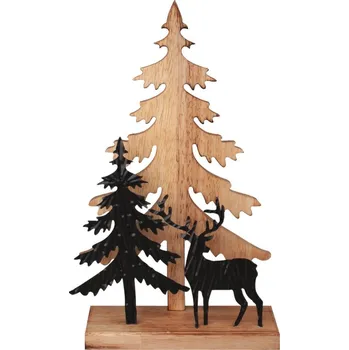 Vánoce ANDĚL Dekorace les s jelenem z kovu na postavení 20 x 34 x 6 cm