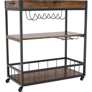 Konferenční stolek Servírovací vozík VIUSSIL, dub smoke/černá + vyzvednutí ZDARMA