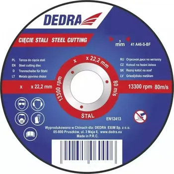 Řezný kotouč 115x1,0 x 22,2 kotouč na řezání železa DEDRA F13011