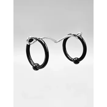 Náušnice Ocelové náušnice - Kruhy s kuličkami v černé barvě