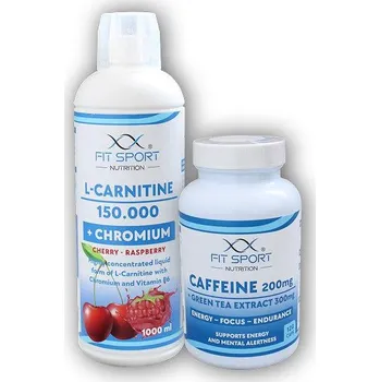 Spalovač tuku FitSport Nutrition L-Carnitine 150000+Chromium 1000ml+Caffeine 200mg+Green Tea 300mg 120 caps Lemon lime + DÁREK
