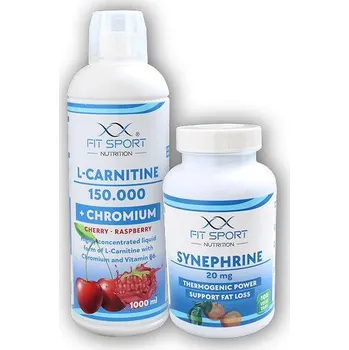 Spalovač tuku FitSport Nutrition L-Carnitine 150000 + Chromium l000ml + Synephrine 20mg 100 vege caps Lemon lime