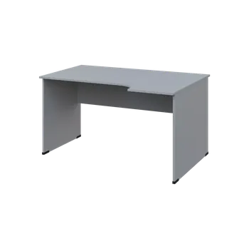 Psací stůl TR 8 - 144 stůl kancelářský, rohový, pravý, dřevěná podnož, deska 18 mm, široký 1400 mm, šedá