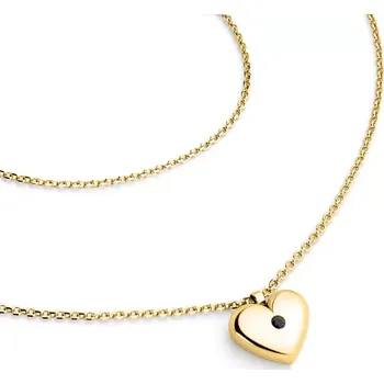 Náhrdelník Dámský náhrdelník žluté zlato 585/1000 přírodní diamant srdce 140019-NH02-ZL-Black délka 40 cm