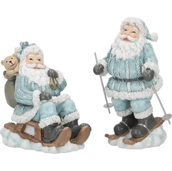 Vánoční dekorace Postava Mikuláše v modrém kabátě 20 cm (2 varianty)