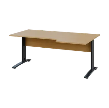 Psací stůl ORK 28 - 186 stůl kancelářský, rohový, pravý, kovová podnož černá, deska 25 mm, široký 1800 mm, javor horský