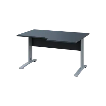 Psací stůl ORK 28 - 146 stůl kancelářský, rohový, pravý, kovová podnož stříbrná, deska 25 mm, široký 1400 mm, antracit