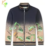 Teplá chlapecká mikina Kugo FM0363 tmavě modrá / béžová