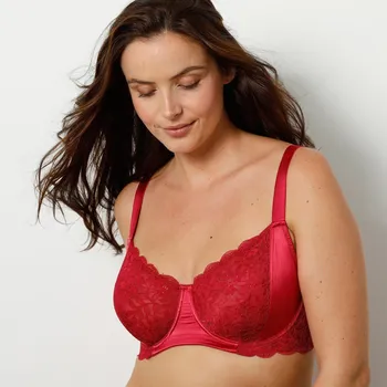 Podprsenka Blancheporte Zmenšující podprsenka ze saténu a krajky, s kosticemi malinová 80C