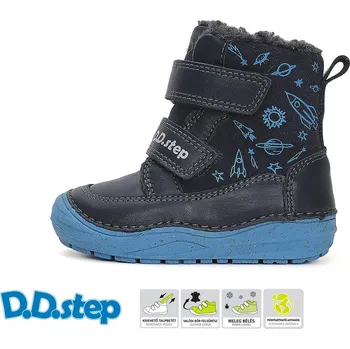 Chlapecké polobotky Zimní obuv DDstep barefoot W071-42680B Royal Blue chlapecké Velikost: 22